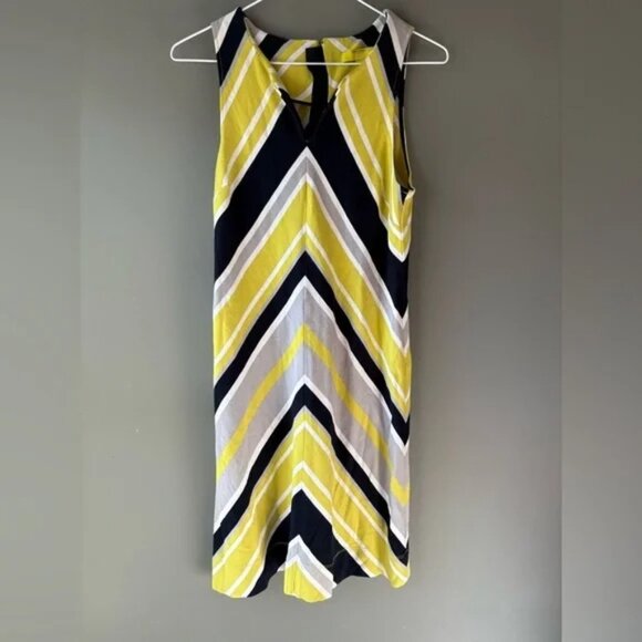 Banana Republic Milly Dress Lime Green/Yellow Ponte Knit Chevron Striped Sz 2 - Picture 8 of 9